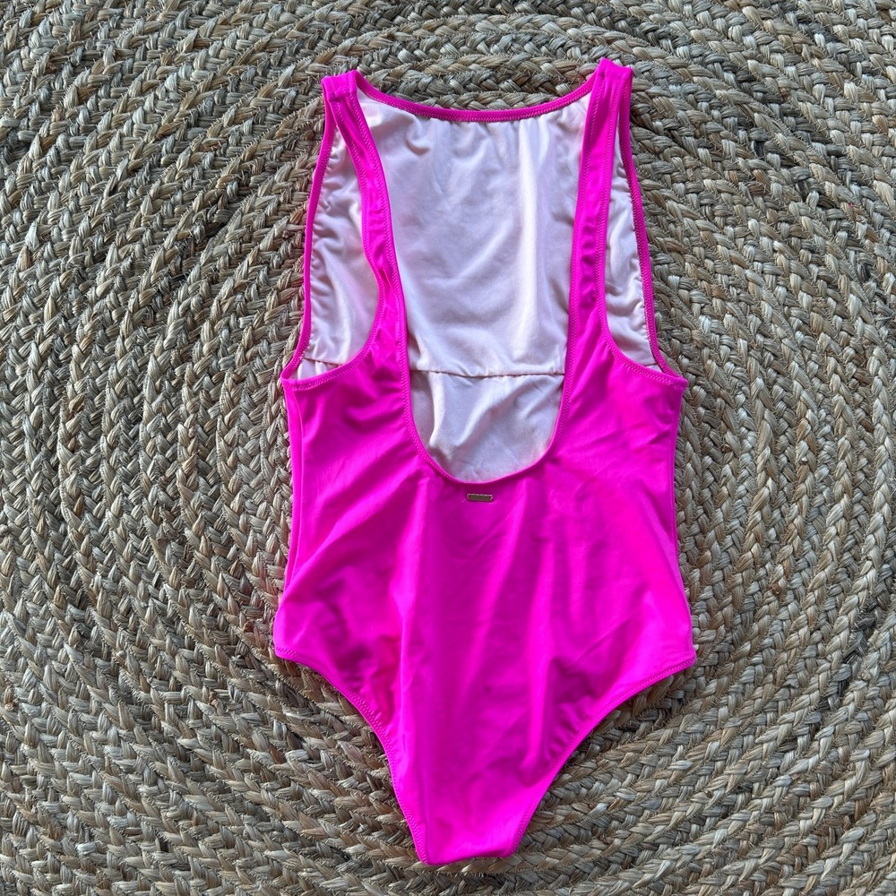 Victoria's Secret Swimsuit Size Small One-piece Hot Pink Scoop back Square Neck - Picture 2 of 8